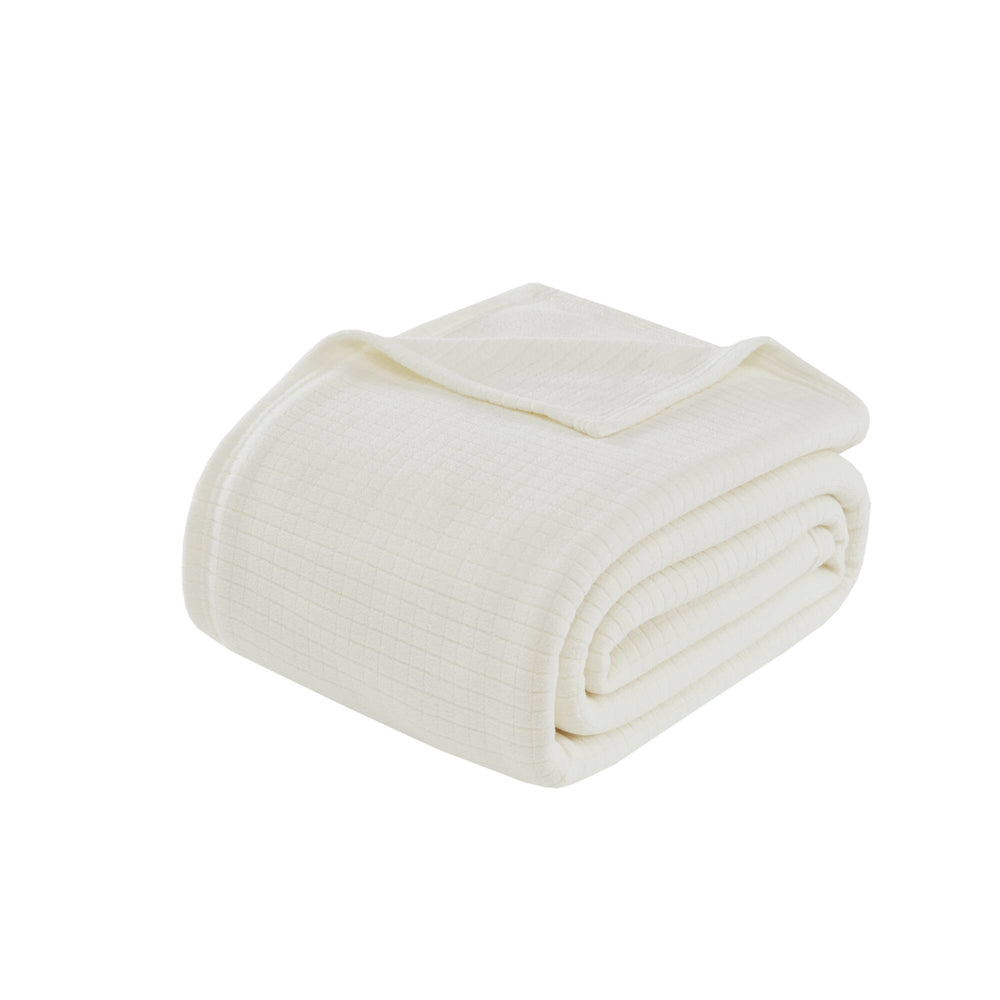 English Elm Microfleece Twin Blanket 66x90 | Ultra-Soft 100% Polyester Brushed Microfleece, Anti-Pilling Grid Touch Ivory 15.55 L x 12.4 W x 4.72 H B035P294141