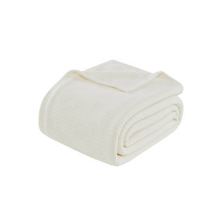 English Elm Microfleece Twin Blanket 66x90 | Ultra-Soft 100% Polyester Brushed Microfleece, Anti-Pilling Grid Touch Ivory 15.55 L x 12.4 W x 4.72 H B035P294141