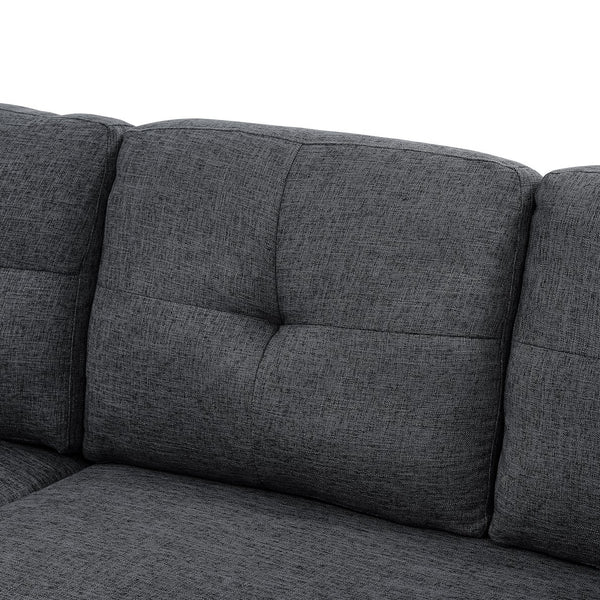 English Elm Modular Sleeper Sectional with Hidden Storage, Tufted Cushions and Convertible L-Shape for Small Spaces Gray B343S00026