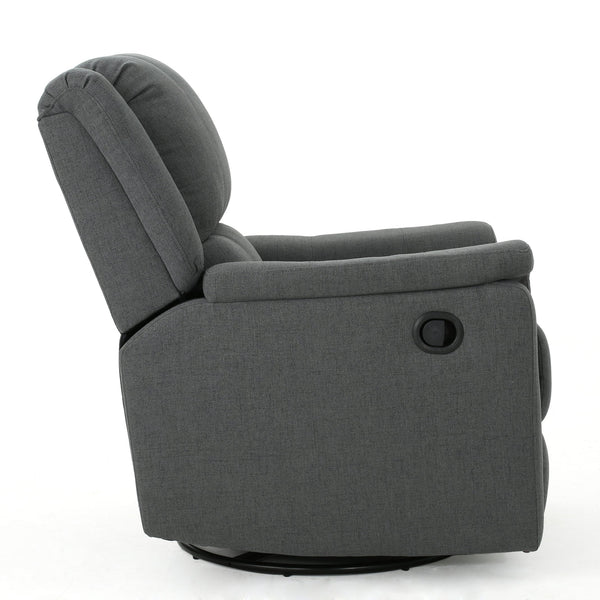 English Elm Christopher Knight Home® - Charcoal Glider Recliner Swivel Chair - Compact Manual Reclining Fabric Seat, Plush Ergonomic Comfort 61368.00CCL