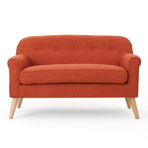 English Elm Christopher Knight Home® - LOVESEAT Elegant Two-Seater with Button-Tufting and Rolled Arms, 100% Polyester Fabric Comfort Orange 61035.00MORG