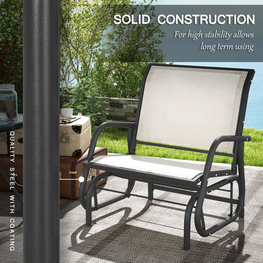 English Elm Outsunny Set Of 2 Cream White Glider Chairs, Breathable Mesh, Steel Frame For Garden & Patio Relaxation W2225P200433-GIGA