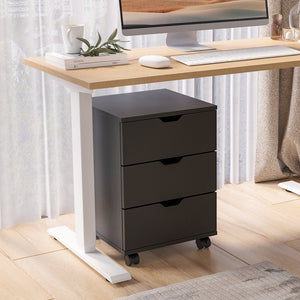 English Elm 3-drawer Rolling Wood File Cabinet with Locking Casters for Home Office Under Desk Black T3623P434233