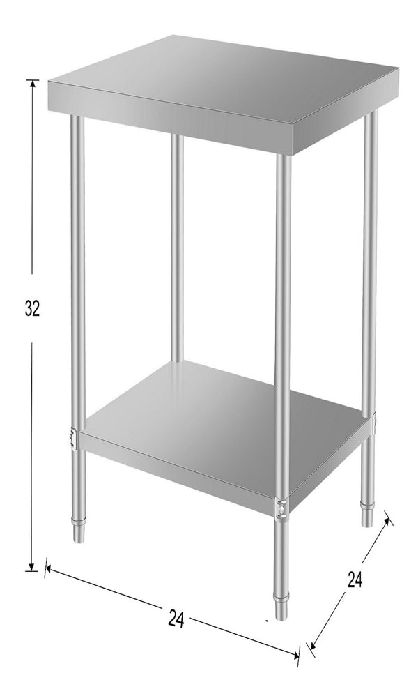 English Elm 24''*24 Stainless Steel Commercial Prep Table with Under Shelf for Kitchen Use W3167P303035
