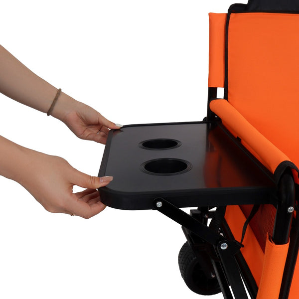 English Elm 3-in-1 Convertible Utility Wagon with Folding Tabletop Bench Seat All-terrain Wheels Orange W2932P320639