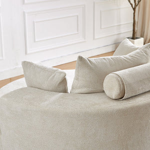 English Elm 55''L Chenille Foam Single Swivel Chair with Plush Backrest Pillow, 360° Smooth Recline for Living Room Lounge Comfort Beige W834S00353