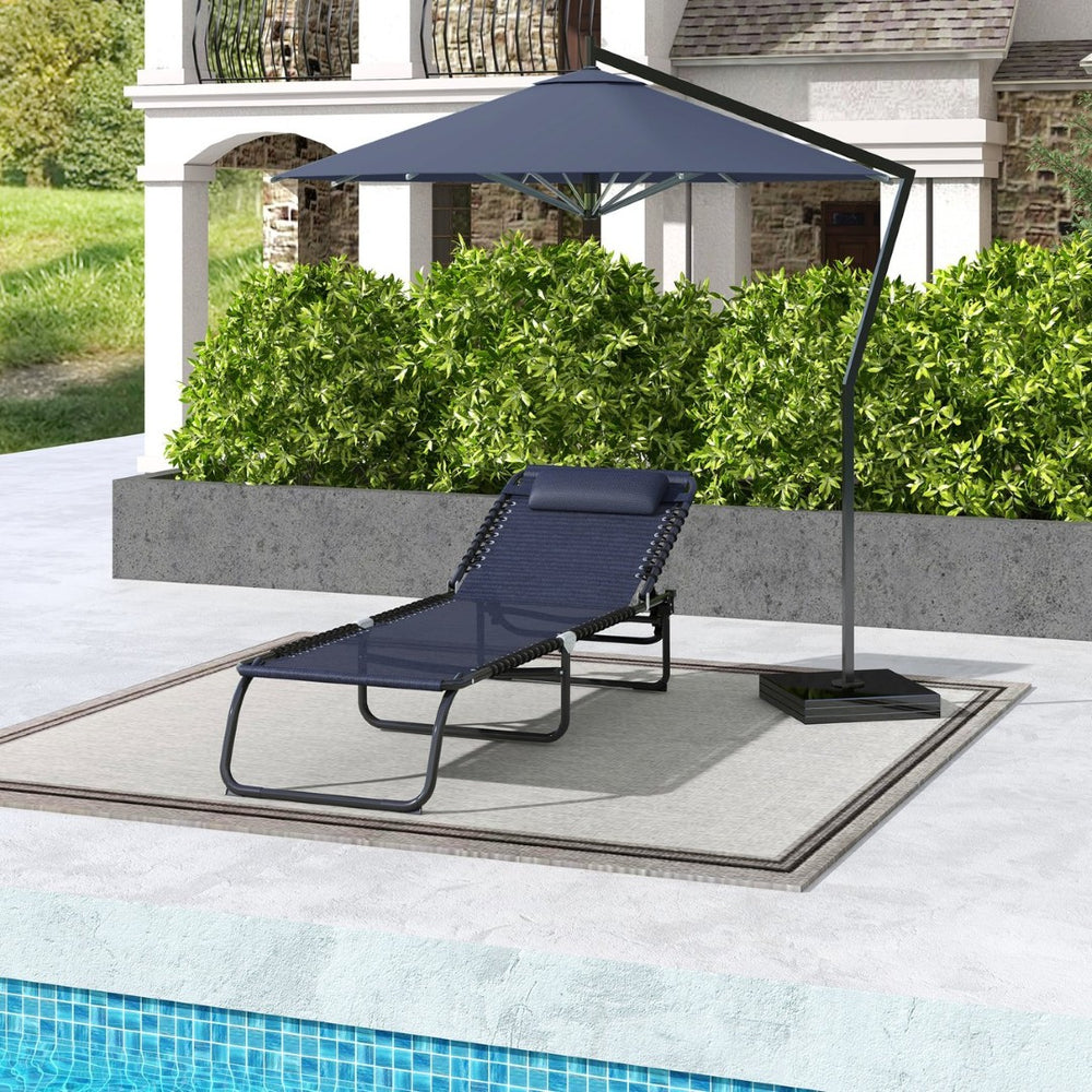 English Elm Outsunny Folding Chaise Lounge Chair - Adjustable 4-Position Poolside Relaxation With Breathable Mesh Seat W2225P229492-GIGA