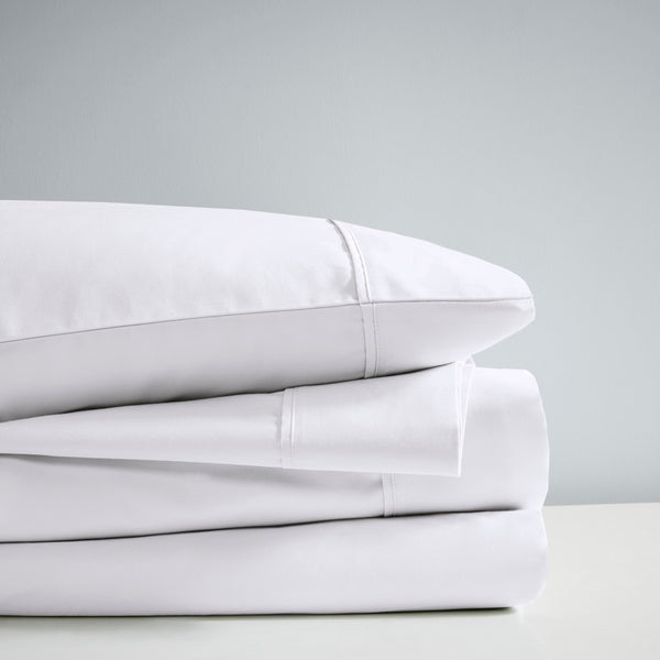 English Elm 4-piece King Sateen Cotton Blend Sheet Set with Cooling Moisture Wicking Peached Finish White B035P437431