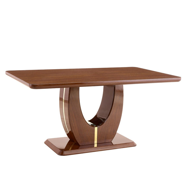 English Elm Modern Mdf Dining Table Seats Six with U-shaped Legs for Minimalist Interiors Wood W1151S04163