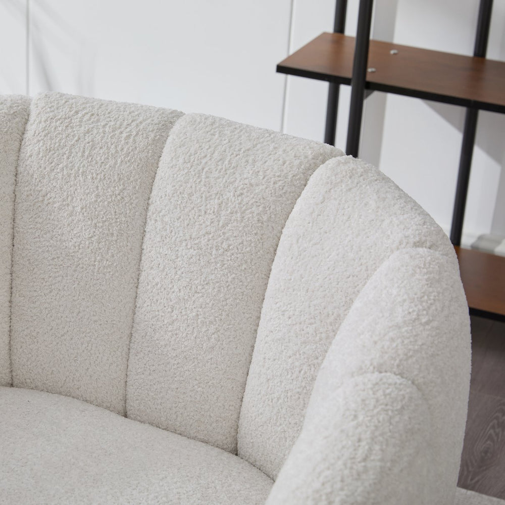 English Elm 3-Piece Chenille Small Living Room Furniture Set with Metal Legs, Channel Tufted Sofa and Loveseat Set Ivory W3118S00016