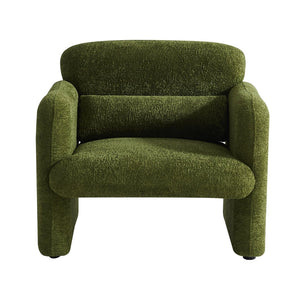 English Elm Best-selling Boucle Cloud Chair Curved Plush Upholstered Armchair with Lumbar Pillow Included Green W1765P334056