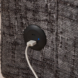 English Elm Modern chenille 2-seater sofa with LED lighting, USB charging, storage pocket, sturdy wood legs Gray W395P318544