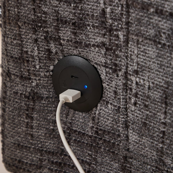 English Elm Modern chenille 2-seater sofa with LED lighting, USB charging, storage pocket, sturdy wood legs Gray W395P318544