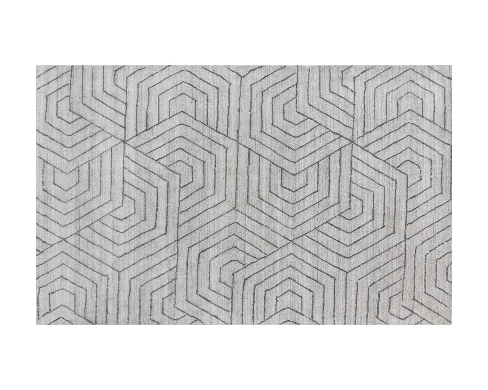 Sunpan Mazey Hand-Loomed Rug - Unique Hexagon Design by Skilled Artisans, Soft Viscose for Modern Elegance 6' X 9'