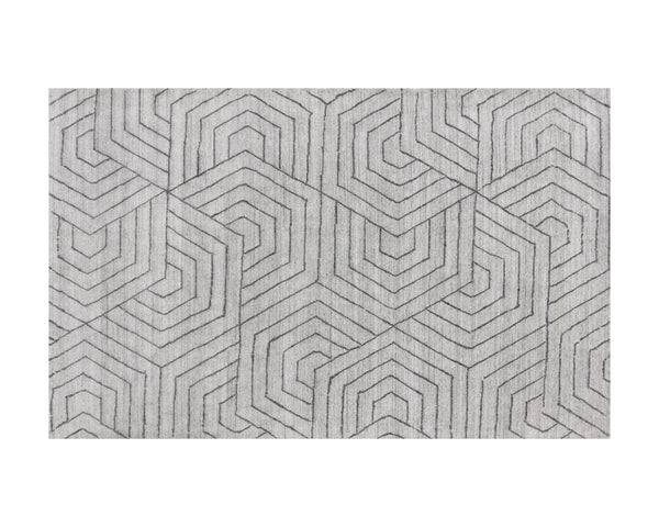 Sunpan Mazey Hand-Loomed Rug - Unique Hexagon Design by Skilled Artisans, Soft Viscose for Modern Elegance 6' X 9'