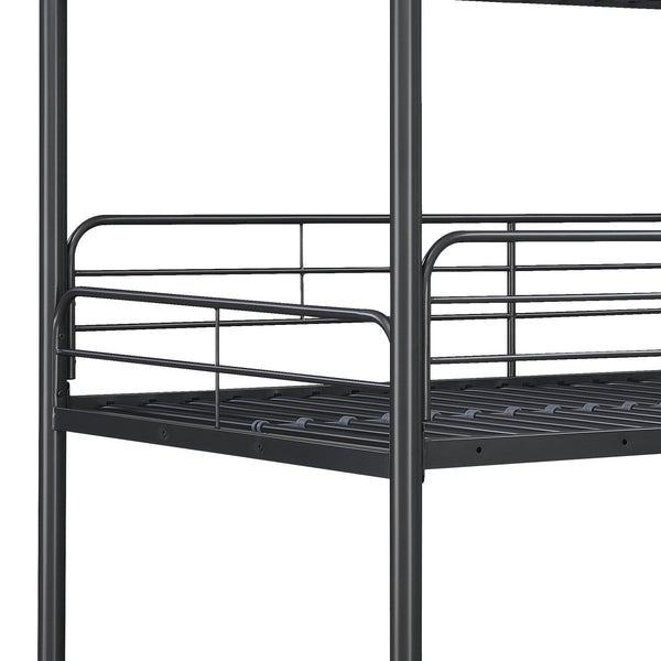 English Elm Furniture Triple Bunk Bed Black - Heavy Duty Steel Twin/Twin/Twin, Quiet Sturdy Frame, Safe Stairs W2297S00012
