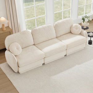 English Elm 105" Chenille Cloud Sofa Deep Seat Three Seater with Quilted Back for Living Room W714S01750