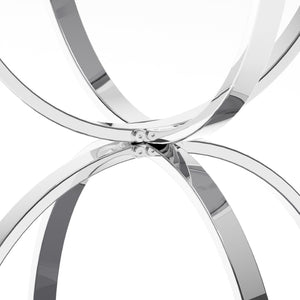 English Elm 19.69'' Round Chrome Side Table Dual Tier Gray Tempered Glass Glam Modern Accent W757P412806