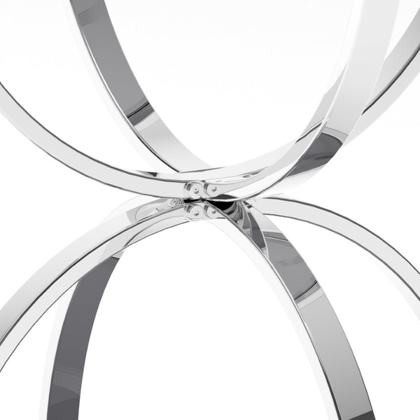 English Elm 19.69'' Round Chrome Side Table Dual Tier Gray Tempered Glass Glam Modern Accent W757P412806