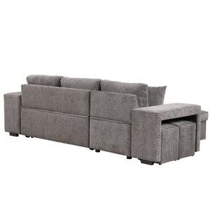English Elm 104.5" Modern L-Shape Reversible Sectional Sofa Bed with Storage Chaise, Knox Charcoal Linen, 2 Pillows Included SG000430AAB