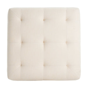 English Elm Christopher Knight Home® - Square Upholstered Tufted Linen Ottoman with Pocket Coil Comfort, Rubber Wood Legs, Beige, 32" N757P296692I