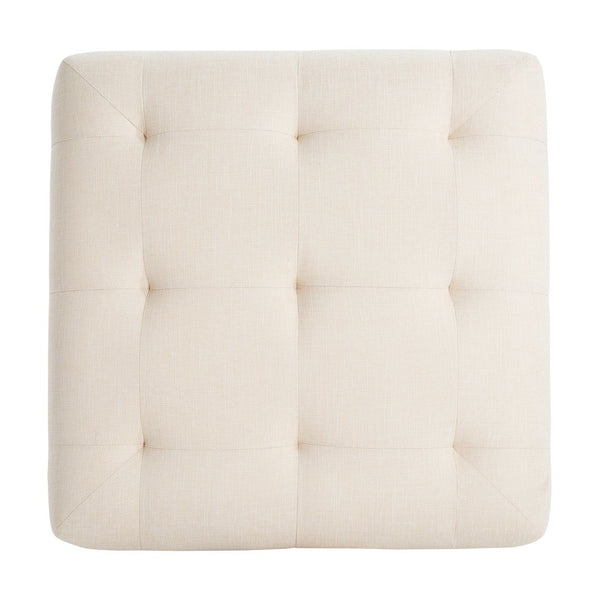 English Elm Christopher Knight Home® - Square Upholstered Tufted Linen Ottoman with Pocket Coil Comfort, Rubber Wood Legs, Beige, 32" N757P296692I