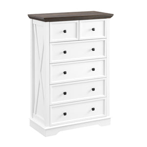 English Elm 6 Drawer Dresser with Wood Grain Finish, Anti-Tip, Smooth Metal Rails & Modern Handles 45.67"L x20.67"W W2275P149783