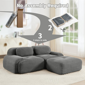 English Elm 82'' Modular L-shaped Sectional Sofa Corduroy Upholstery Curved Arms for Living Rooms Grey W714S01264