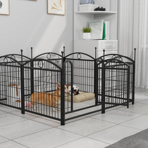 English Elm Dog Playpen 8 Panel Heavy Duty Iron Pet Enclosure Foldable Indoor Outdoor Exercise Pen Black W368P233996