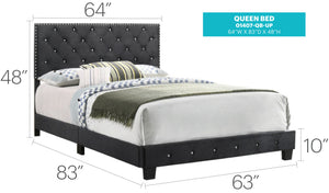 English Elm Elegant Velvet Full Bed Frame with Sturdy Support, Transitional Design, Easy Assembly, Modern Appeal Black 25 L x 66 W x 5.5 H B078108028