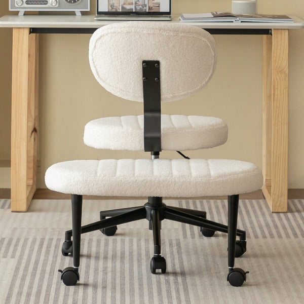 English Elm Ergonomic Cross Legged Office Chair with Lumbar Support Swivel Base and Rolling Casters White W3394P419035