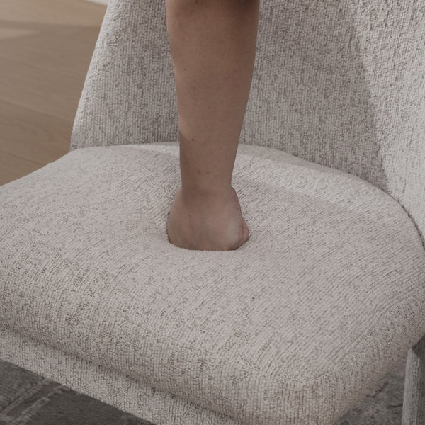 English Elm 21.46" Modern Chenille Dining Chair Set of 4 with Curved High Back, Rubberwood Legs, Comfortable Foam Seat Beige W3189S00005