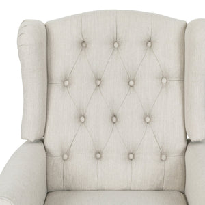English Elm Christopher Knight Home® - Pushback Tufted Recliner Chair in Beige Fabric with Wingback Design, Birch Legs, Contemporary Comfort and Style 68629.00