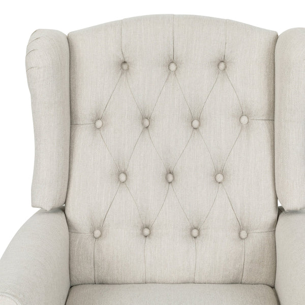 English Elm Christopher Knight Home® - Pushback Tufted Recliner Chair in Beige Fabric with Wingback Design, Birch Legs, Contemporary Comfort and Style 68629.00