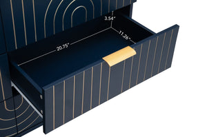 English Elm Modern 6 Drawer Dresser with Gold Metal Handles, Anti-Tip Design, Smooth Slide Drawers for Bedroom Dark Blue W688P170447