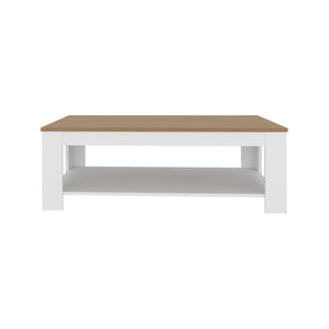 English Elm Bazine Two-tone Coffee Table with Open Shelf for Modern Scandinavian Living Rooms B092P439921