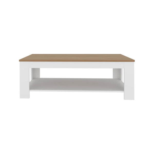 English Elm Bazine Two-tone Coffee Table with Open Shelf for Modern Scandinavian Living Rooms B092P439921