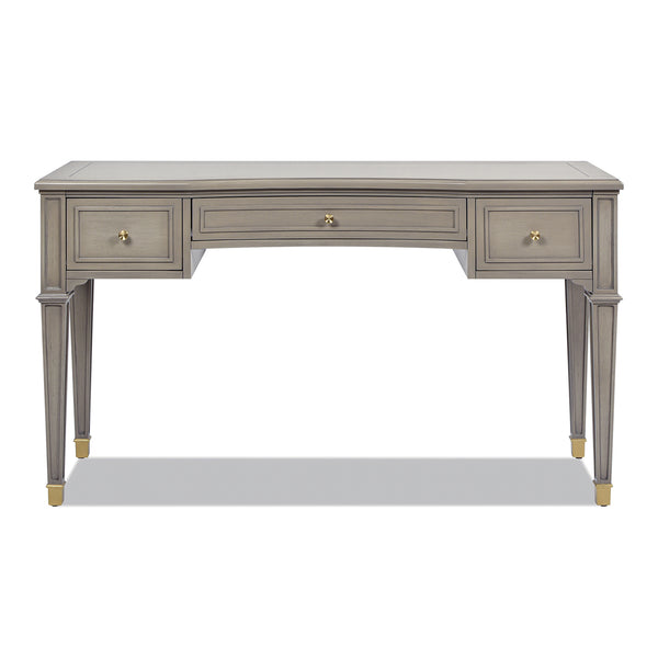 English Elm Jennifer Taylor Home - Dauphin 55" Executive Desk In Grey Cashmere - Stylish Wood Design With 3 Drawers & Gold Accents B2719P238479