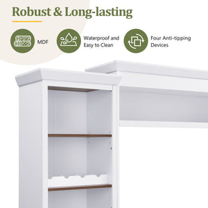 English Elm On-Trend Farmhouse 4-Piece Entertainment Wall Unit For Tvs Up To 70" With Wine Rack & Adjustable Shelves N721S000046K-GIGA