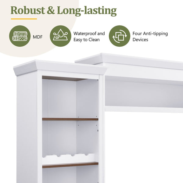 English Elm Farmhouse Mid-century Entertainment Center Walnut Black with Wine Rack for Living Room White + Deep Walnut N721S000046K-1