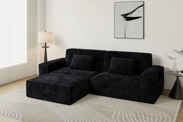 English Elm 106.3 Inch Striped Compression Sofa - Modern Comfort, Versatile Design For Living Room Or Bedroom W3147S00017