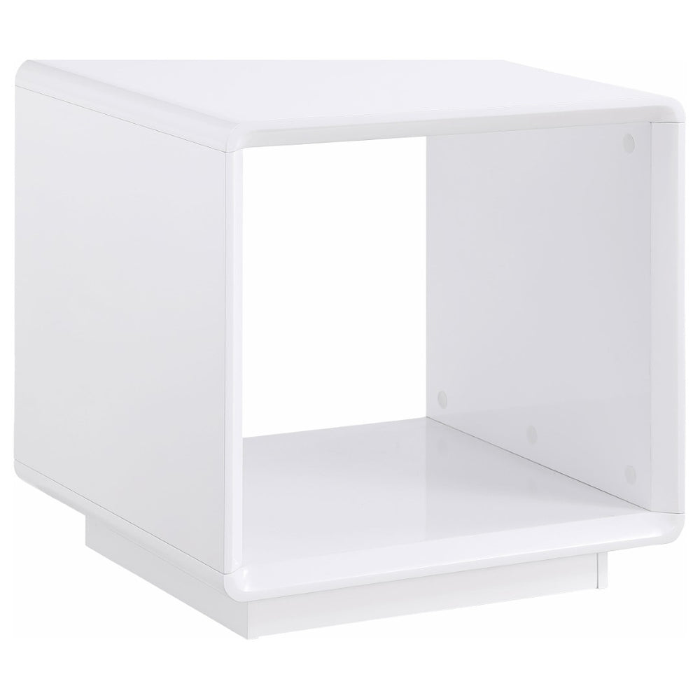 English Elm Fletcher High Gloss Lacquer End Table Open Shelf Modern Living Room Side Accent B062P447998