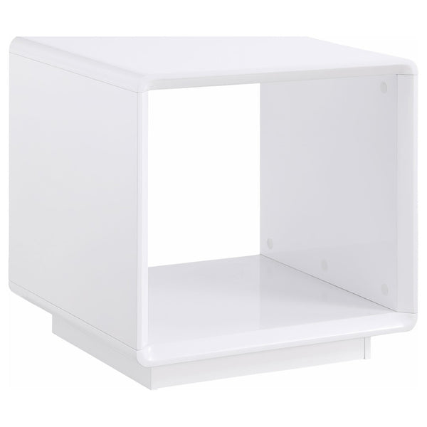 English Elm Fletcher High Gloss Lacquer End Table Open Shelf Modern Living Room Side Accent B062P447998