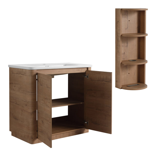 English Elm 36'' Freestanding Bathroom Vanity With Ceramic Sink, Soft-Close Doors & Stylish Storage Solutions W999S00403