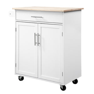 English Elm Homcom Versatile Kitchen Island Cart With Drawer, Towel Rack & Rolls For Easy Storage & Prep W2225P217944