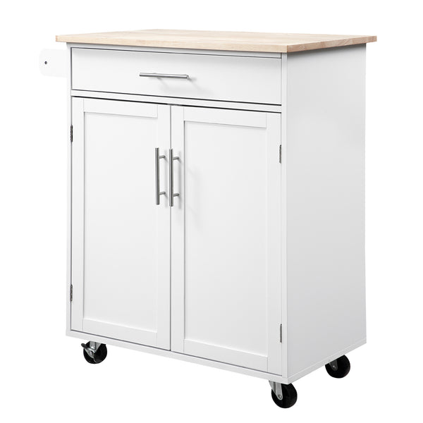 English Elm Homcom Versatile Kitchen Island Cart With Drawer, Towel Rack & Rolls For Easy Storage & Prep W2225P217944