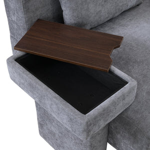 English Elm U-Can Modern Oversized Armchair with Ultra-Wide Seat, Asymmetrical Thick Arms, Built-In Storage, Plush Cushioning for Living Areas Gray SJ000130AAE