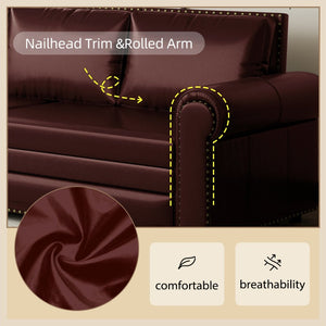 English Elm Chesterfield Velvet King Sleeper Sofa with Nailhead Trim and Rolled Arms for Living Room W1885S00102