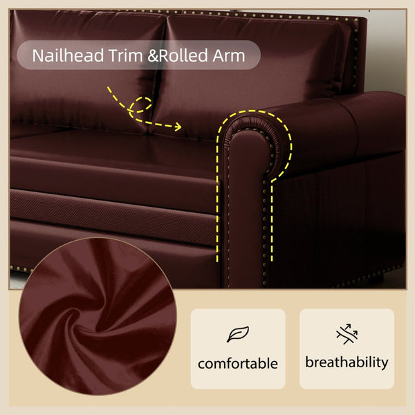 English Elm Chesterfield Velvet King Sleeper Sofa with Nailhead Trim and Rolled Arms for Living Room W1885S00102