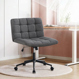 English Elm Homw Office Desk Chair With Wheels, Adjustable Armless Swivel Chair For Comfort & Style In Grey T3593P337967